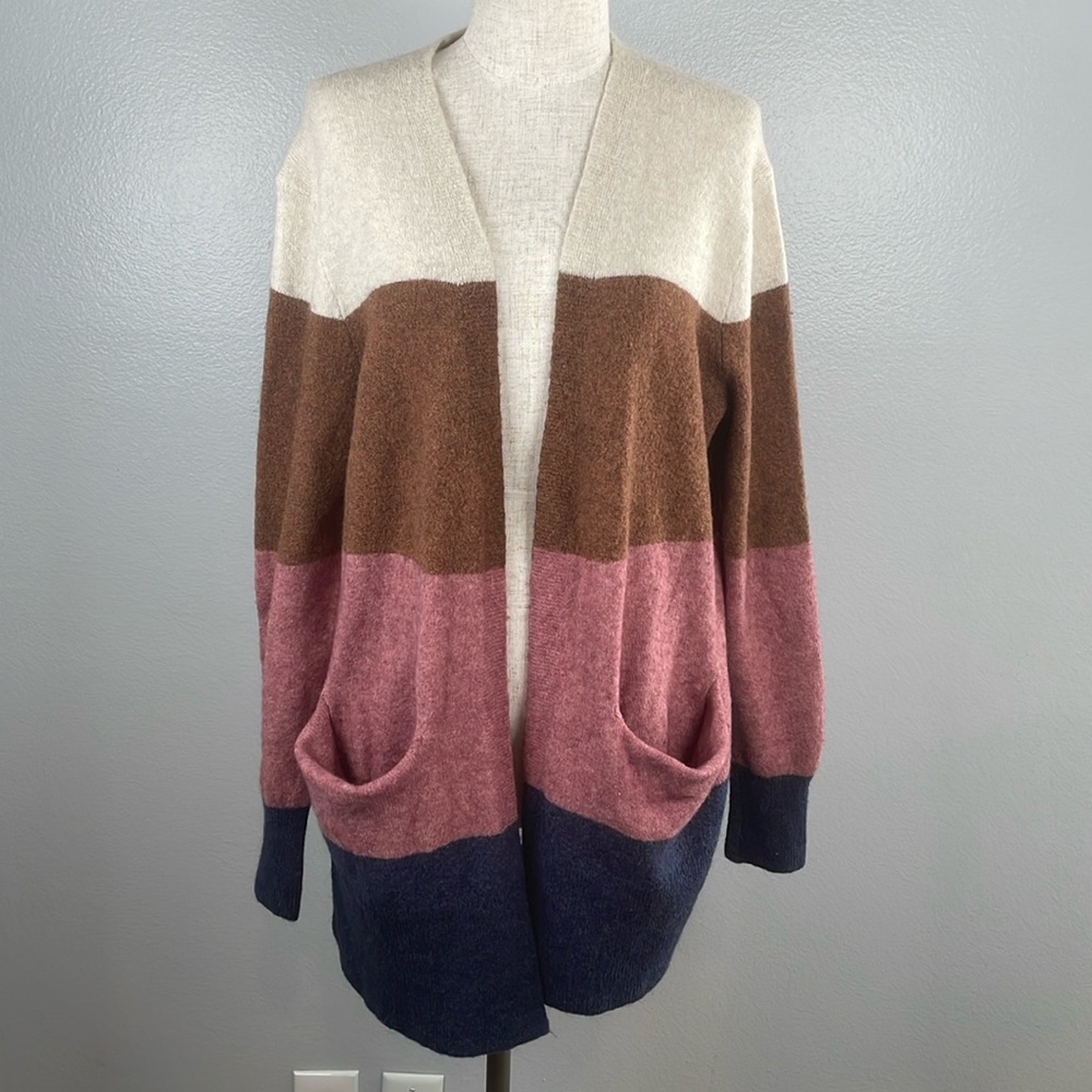 Madewell women’s Kent color block long line cardigan wool blend size medium